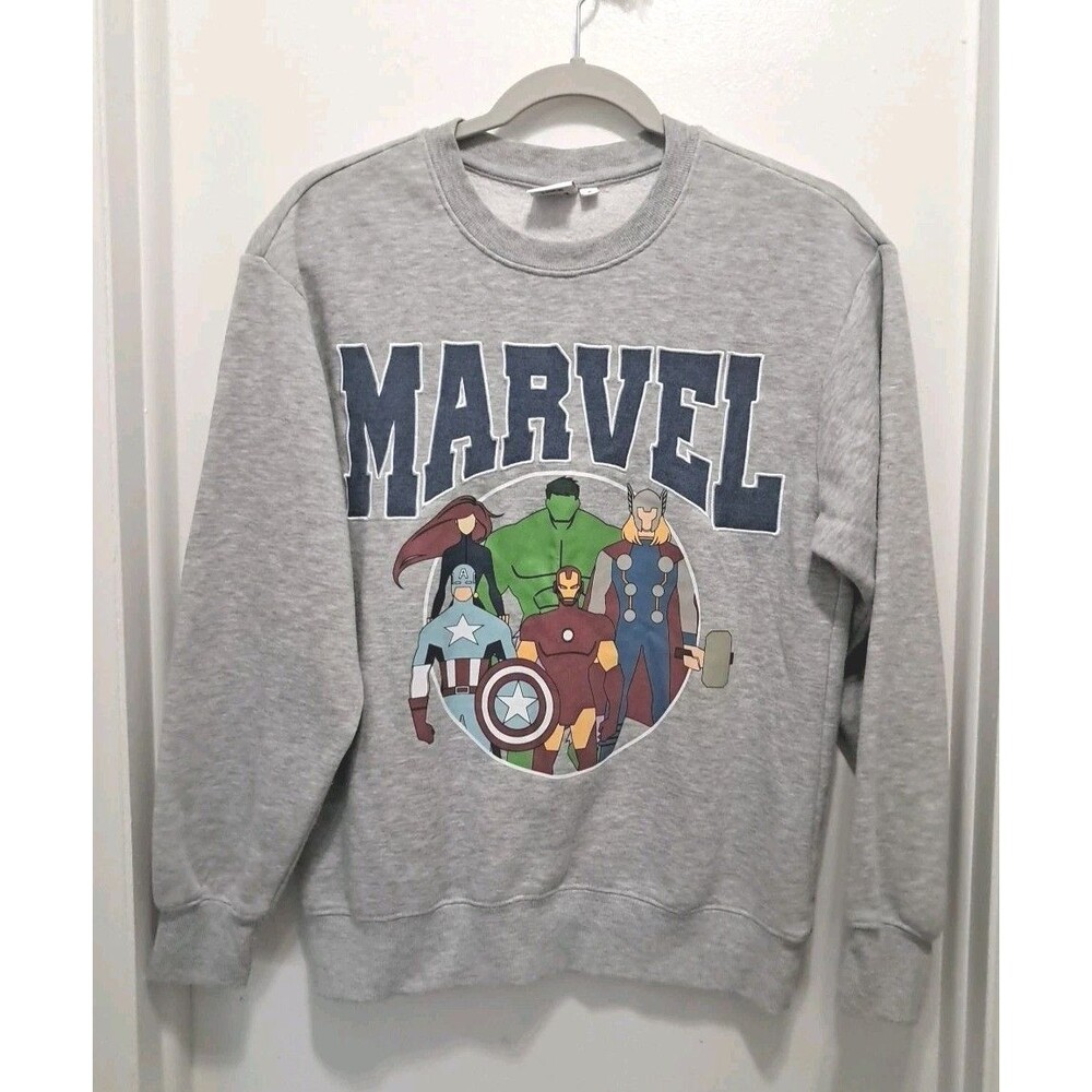 Marvel Comics Main Heads Men's Sweater  Size S Long Sleeves Gray